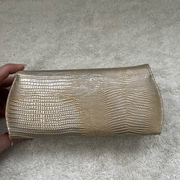 EUVC Judith Leiber Gold/Silver Croc Skin Leather & Crystal Glass Case/Clutch. - Picture 5 of 9